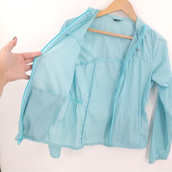 Marmot "Air Lite" Packable Jacket Hooded Water Resistant Lightweight Blue - Picture 3 of 15